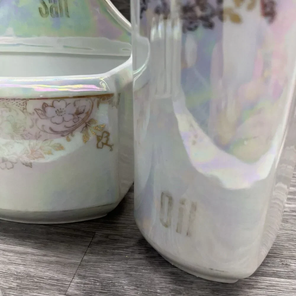 Stunning 1900s Antique German Iridescent Salt Well /Spice Containers/Decanter